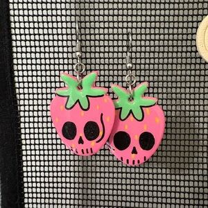 Strawberry Skull Earrings